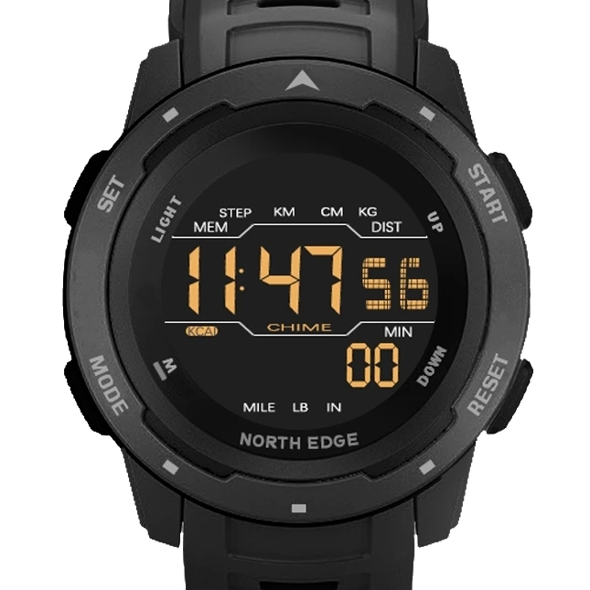 Годинник чоловічий водостійкий спортивний тактичний North Edge MARS Pro 5BAR Black (11099)
