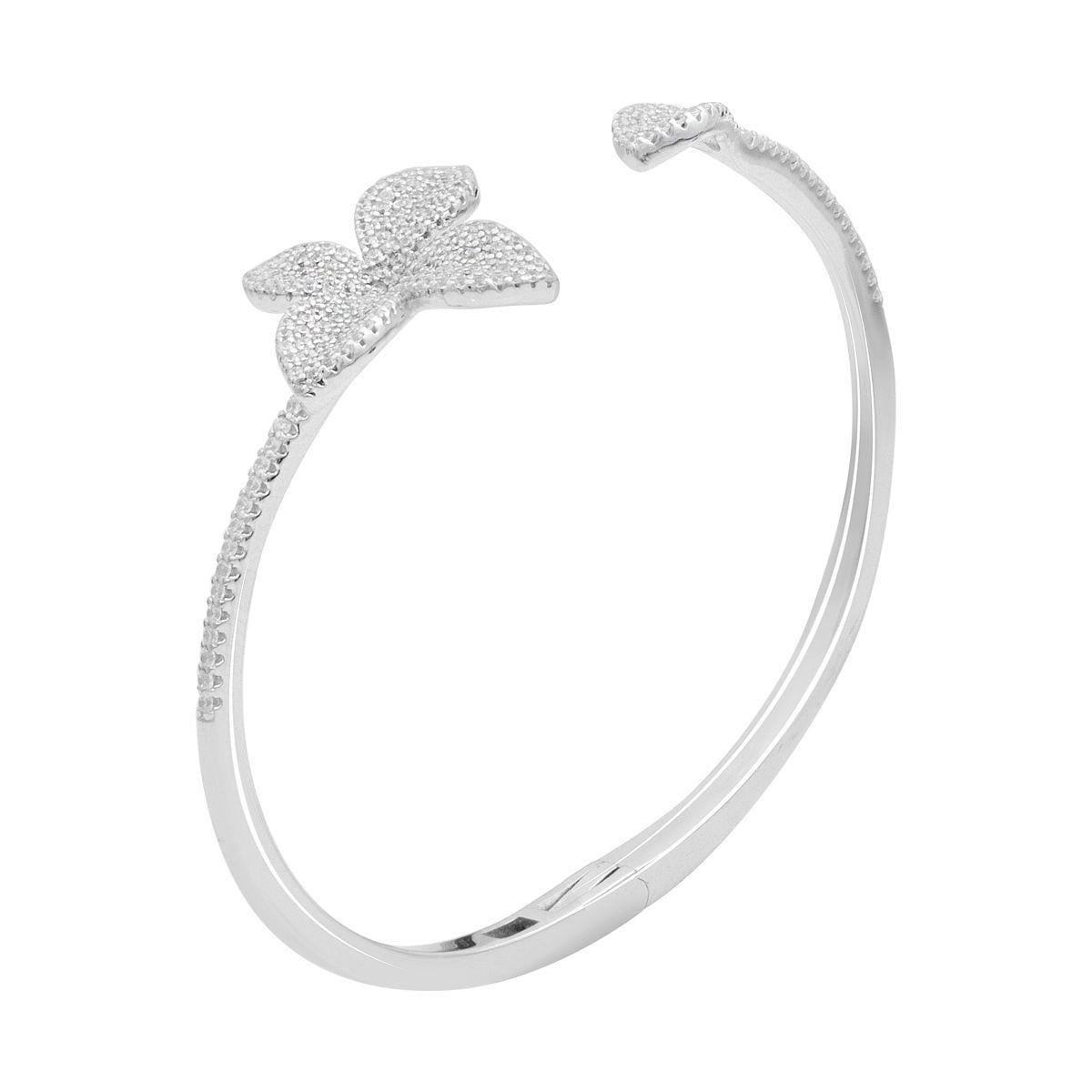 Браслет серебряный LoveR с цветочным орнаментом и фианитами