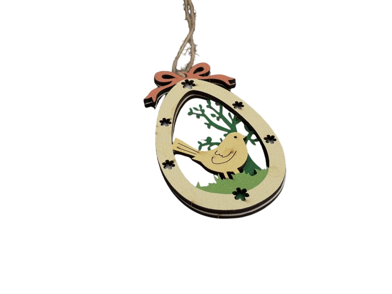 Заготівка-підвіска для рукоділля Пасхальне яйце з пташкою під декупаж і розпис 9х5,7 см Різнокольоровий (XV-001)