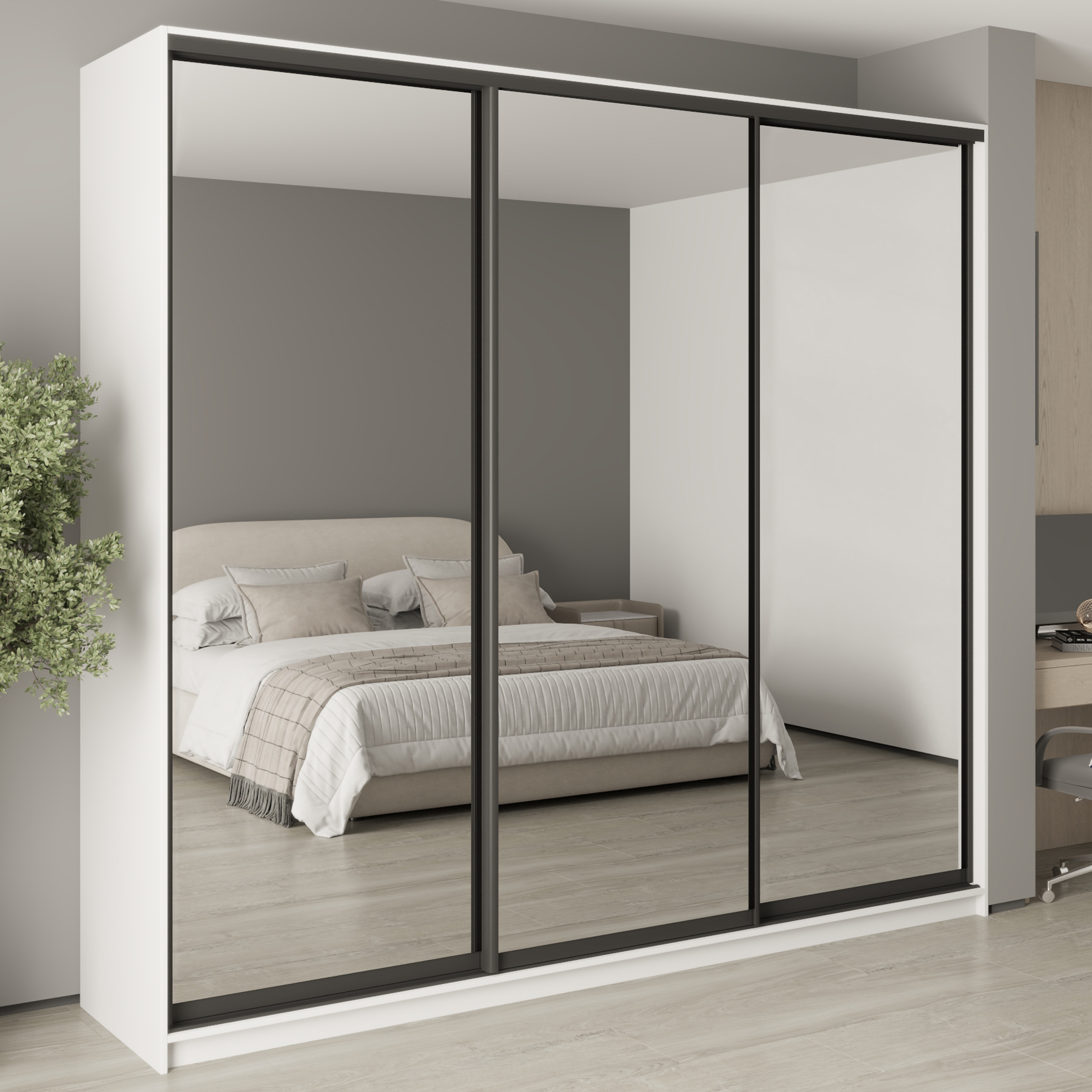 Шкаф-купе трехдверный Mebel Star Комбо BG MBS-9786 260х60х240 см Аляска белый (1009775)