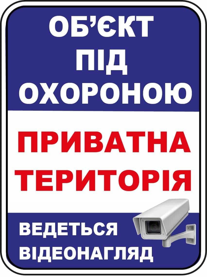 Наліпка про відеоспостереження із зображенням камери Синій/Білий (10183)