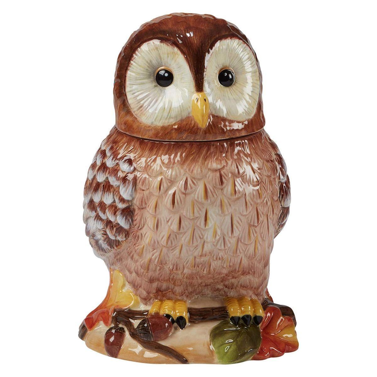 Емкость для хранения статуэтка Certified International Сова в лесу из керамики 25х20х16 см Коричневый (37213)