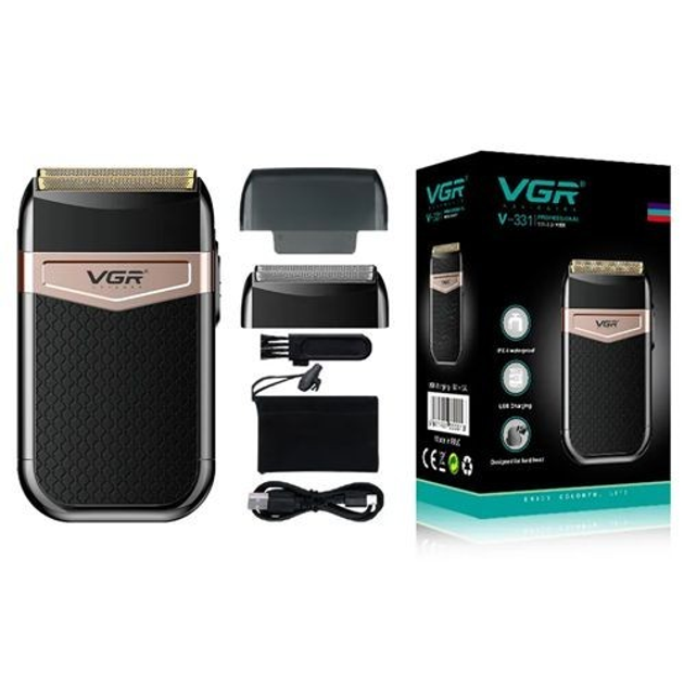 Электробритва сеточная VGR V-331 USB зарядка влагозащищенная с двойной сменной головкой (ML-05099)