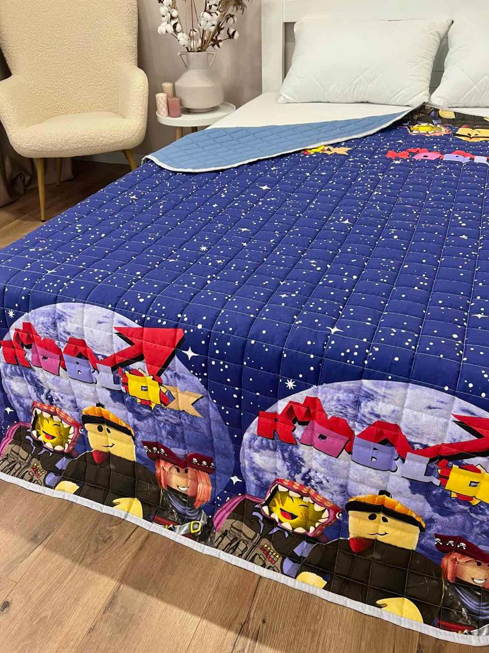 Ковдра дитяча з малюнком роботи двостороння 150х210 см Синій (27503928) - фото 6 Ковдра дитяча з малюнком роботи двостороння 150х210 см Синій (27503928) - фото 6