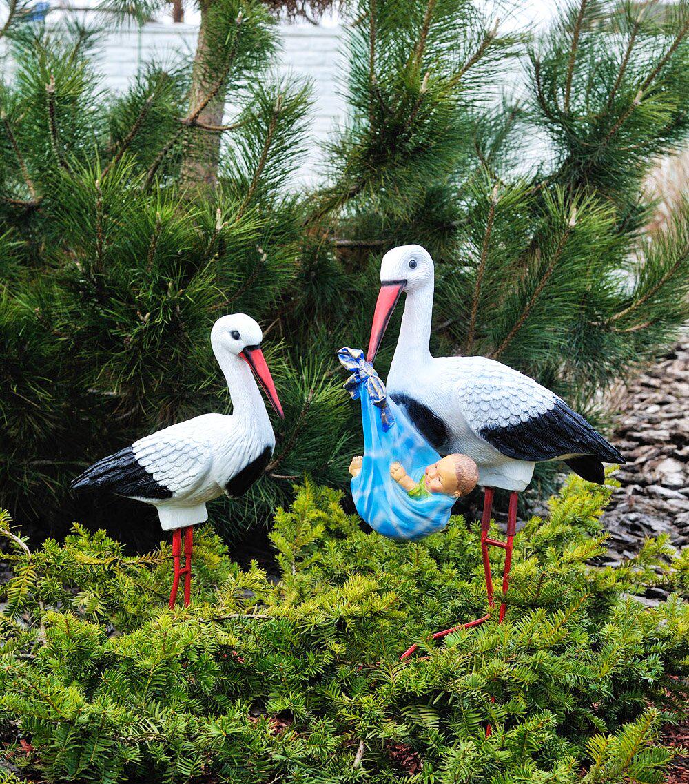 Садовая фигура Семья аистов с младенцем мальчиком №50 на металлических лапах (7c0ae633)
