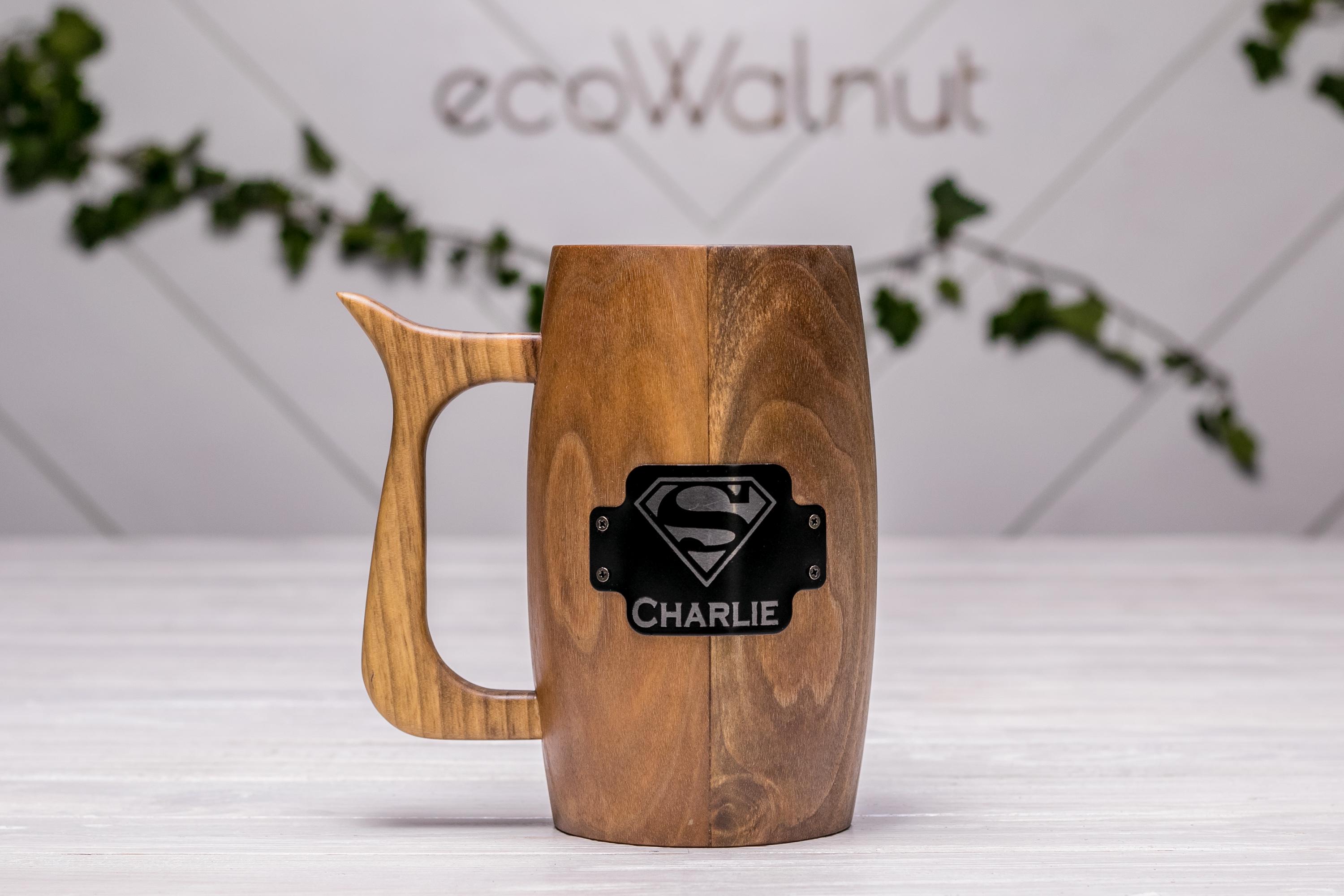 Бокал пивной EcoWalnut цельный стандартный с персонализацией (EK-29.1)