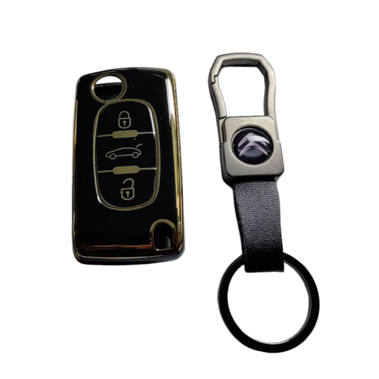 Чехол для ключа Citroen с золотым ободком (2365274087)