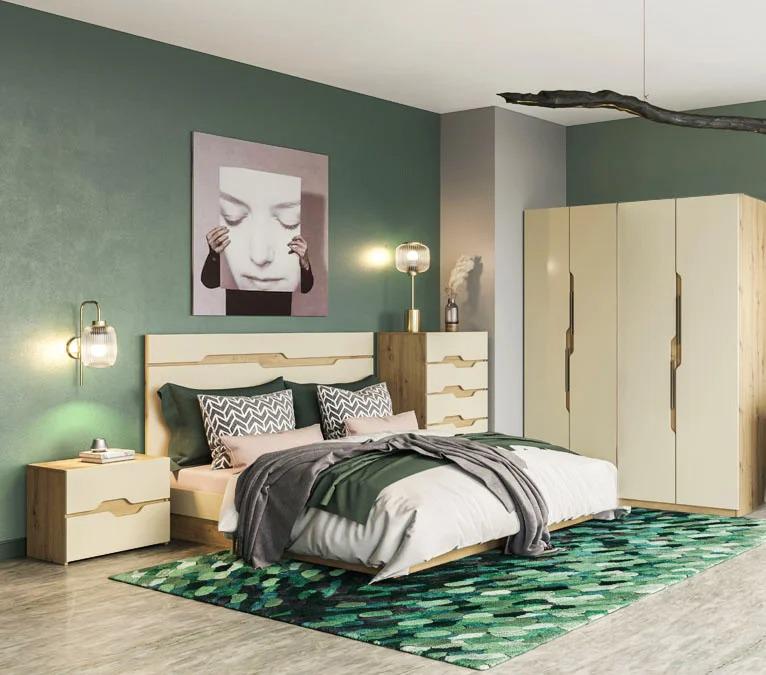 Спальня Світ Меблів Смарт Комплект 4Д из ДСП Дуб артизан/Крем