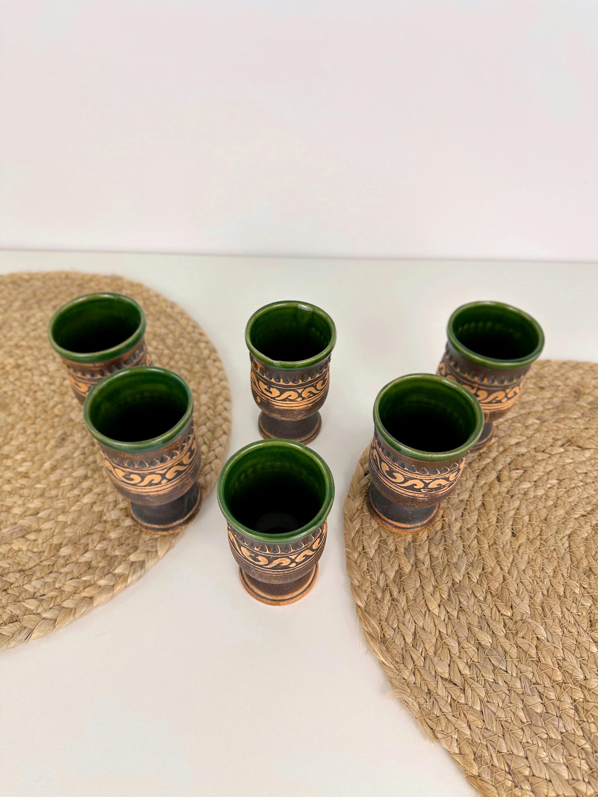 Набір глиняних келихів Гражда 0,1 л х 6 шт. Коричневий (17019-31) - фото 5