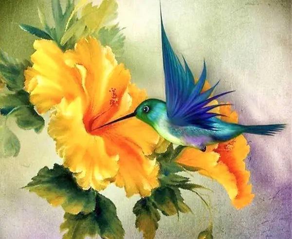 Алмазна мозаїка Колібрі на полотні з підрамником 30х40 см (GB75912)