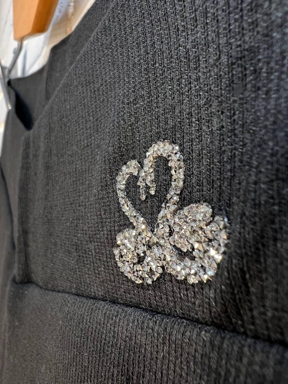 Лосины женские Clover 2937 рубчик широкий пояс камушки утепленные на меху 2XL Черный (3153) - фото 2