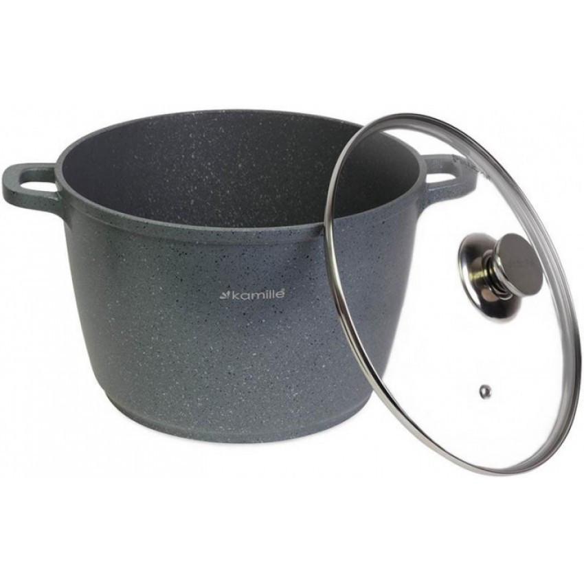 Кастрюля с крышкой Kamille алюминиевая литая с антипригарным покрытием 10 л 28х20 см Granite (4428) - фото 3 Кастрюля с крышкой Kamille алюминиевая литая с антипригарным покрытием 10 л 28х20 см Granite (4428) - фото 3
