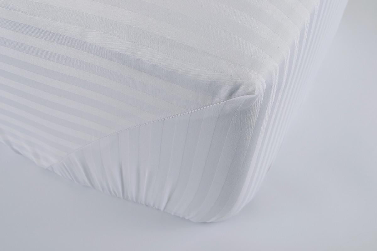 Простирадло Lotus Готель Сатин Страйп 1х1 160х200х25 на гумці Білий (2000022176408)