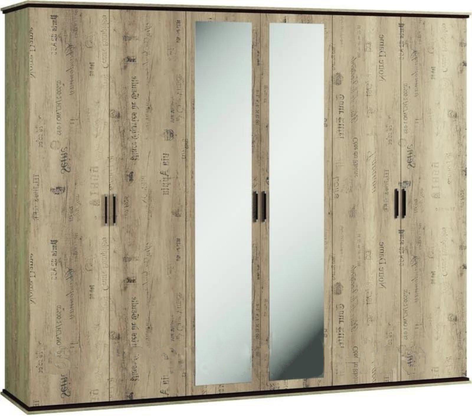 Распашной шкаф Світ Меблів Палермо 6Д в спальню из ДСП 2700x600x2700 цвет Дуб корабельный/Дуб корабельный лейбл