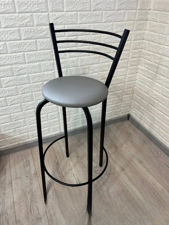 Барний стілець металевий 35х107 см Сірий/Чорний (28373956)