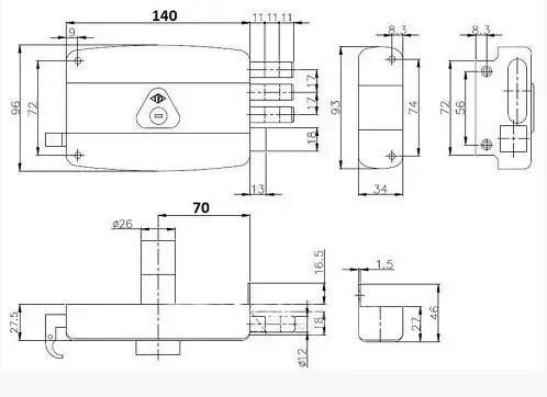 Замок 2001 A 3M накладной универсальный 3 ригеля 5 ключей 70 мм (1-30065) - фото 3