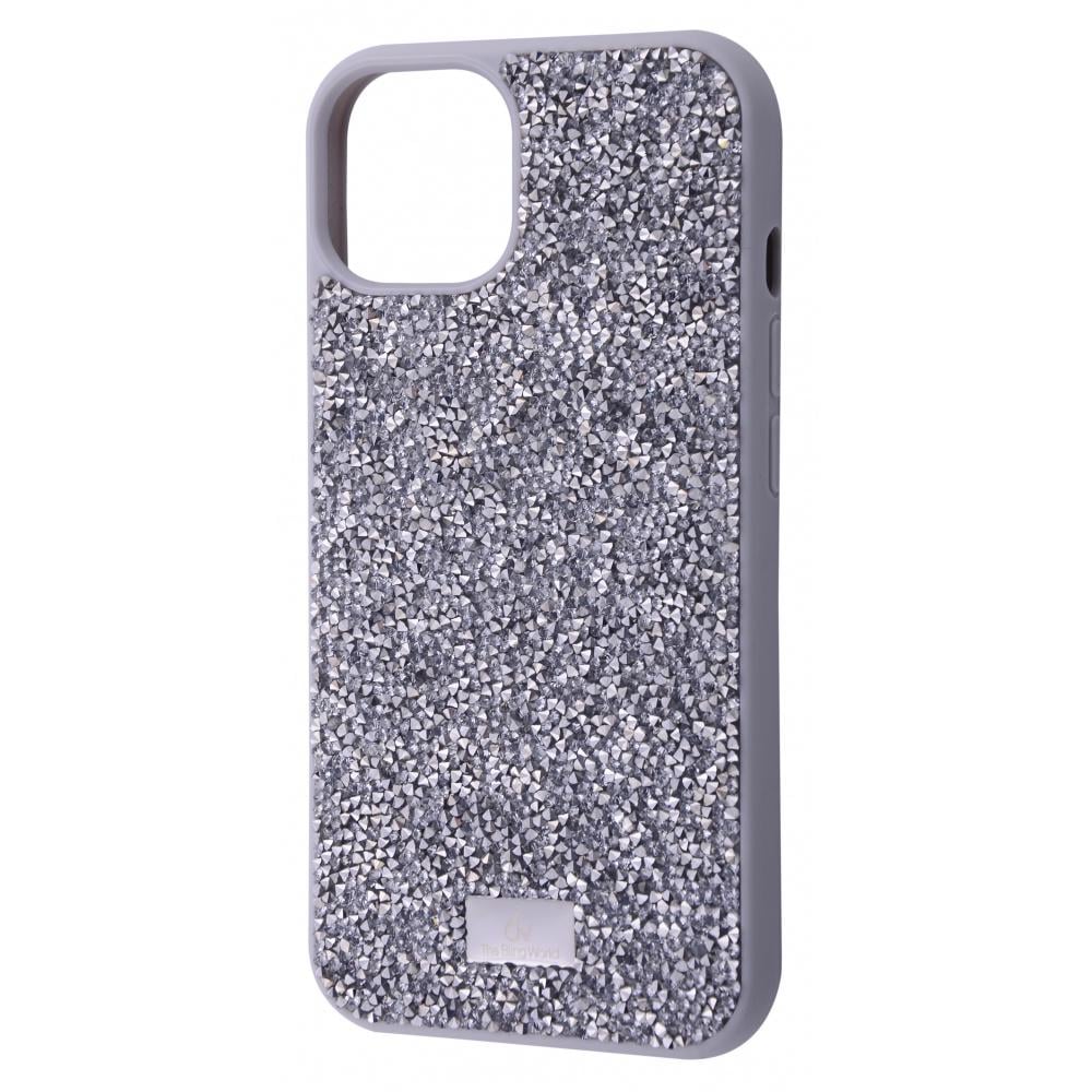 Чехол с камнями и блёстками Bling World ROCK DIAMOND iPhone 13 silver Металлик