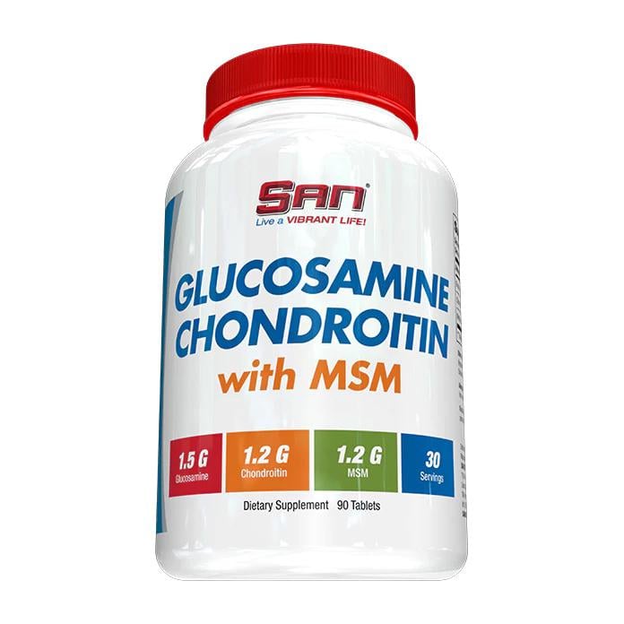 Хондропротектор SAN Glucosamine Chondroitin with MSM глюкозамин 1500 мг хондроитин и MSM 90 табл.