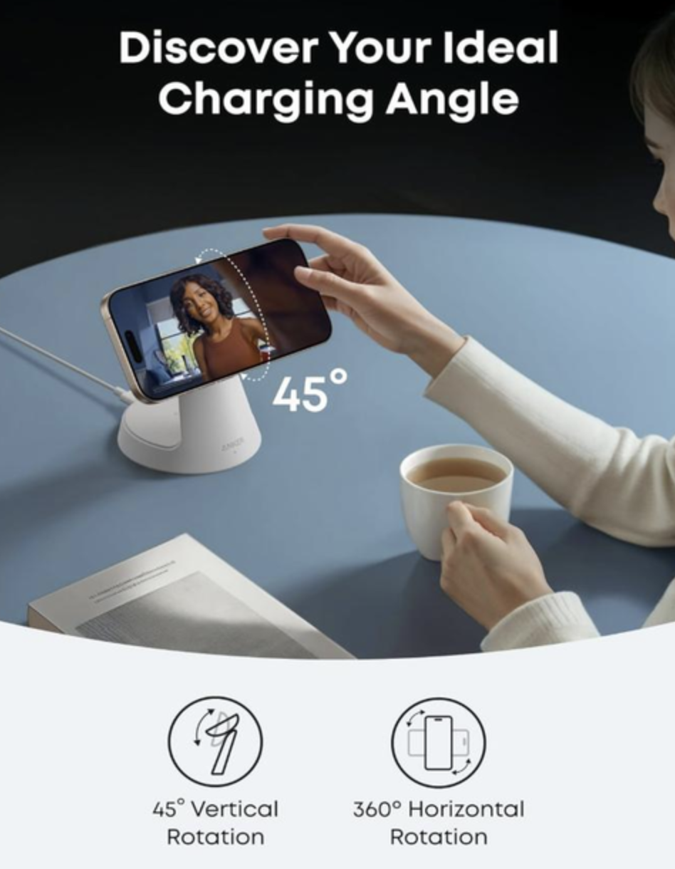 Зарядний пристрій Anker MagGo 3in1 Magsafe Charging Station Qi2 15W White - фото 3 Зарядний пристрій Anker MagGo 3in1 Magsafe Charging Station Qi2 15W White - фото 3