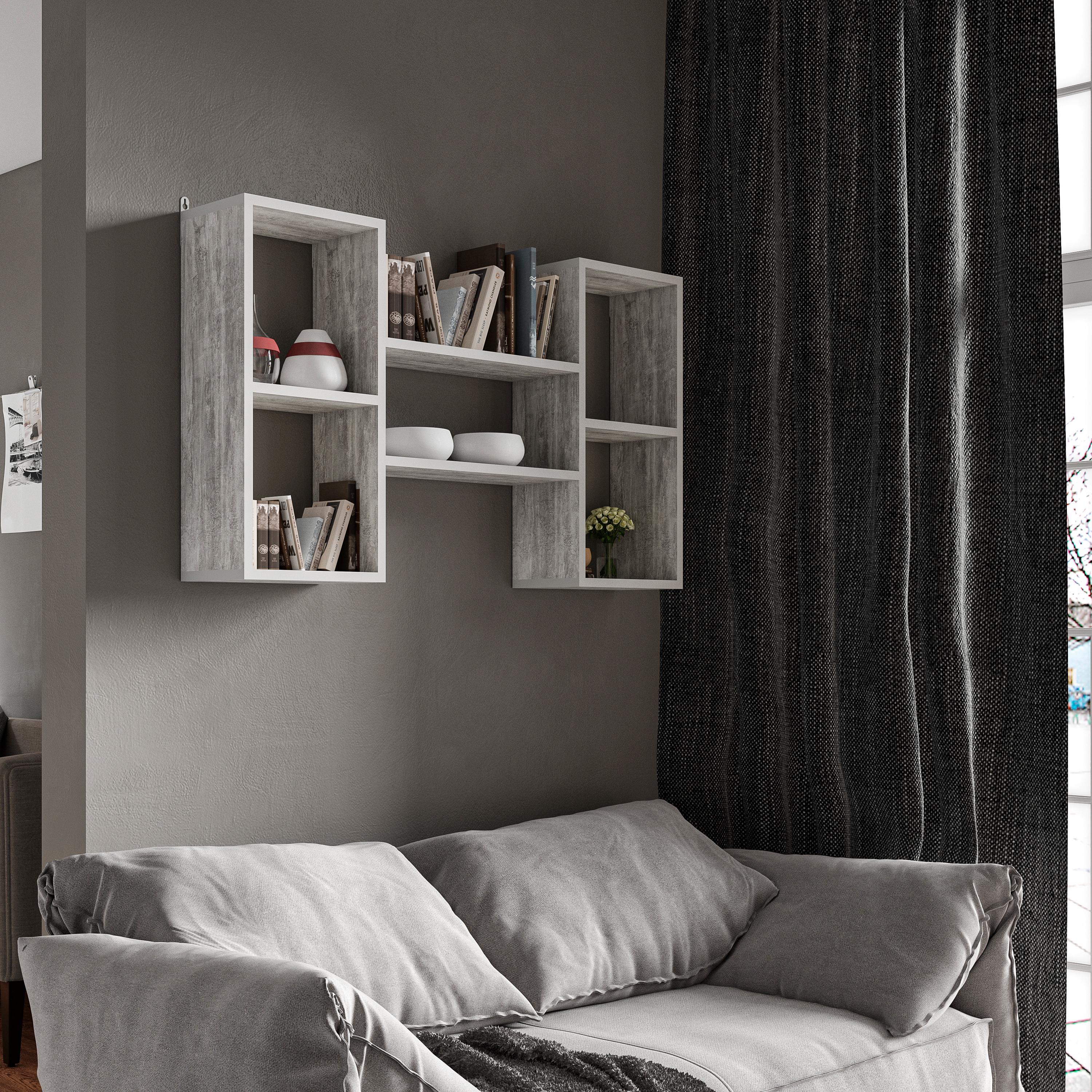 Полка настенная для книг и декора 1010x600x180 мм Бетон (mt-11-bt)