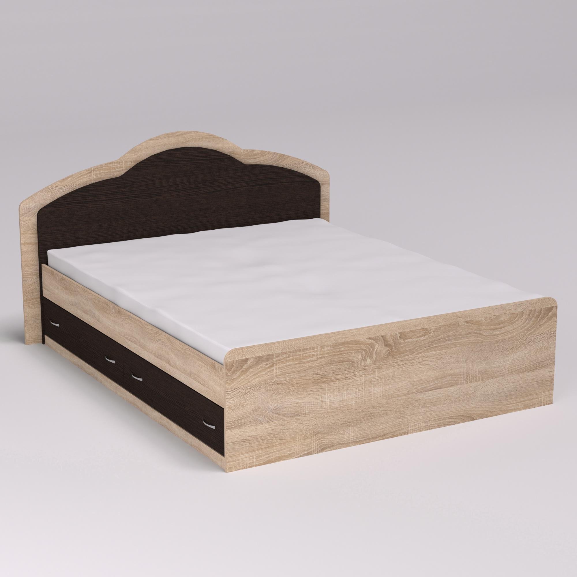 Кровать Диана двуспальная с 2-мя ящиками 2048х1410х1030 мм Дуб сонома/Венге магия (121015)