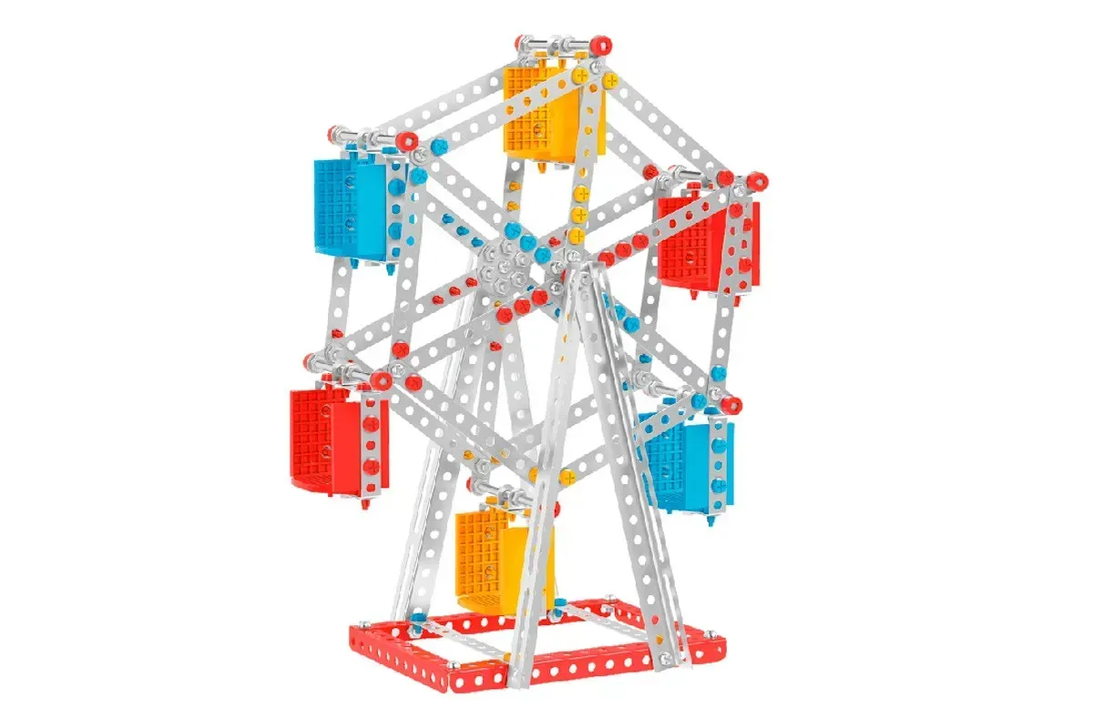 Конструктор ТехноК Колесо обозрения из металла на 470 деталей Разноцветный (150-98-TH7891)