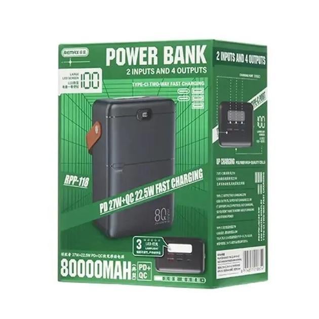 Повербанк Remax RPP-118 80000 mAh PD/QC 27/22,5W Black - фото 7