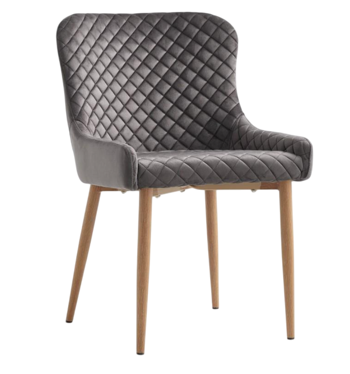 Стілець обідній оксамитовий 52х82х62 см Сірий/Дуб (5fd38346)