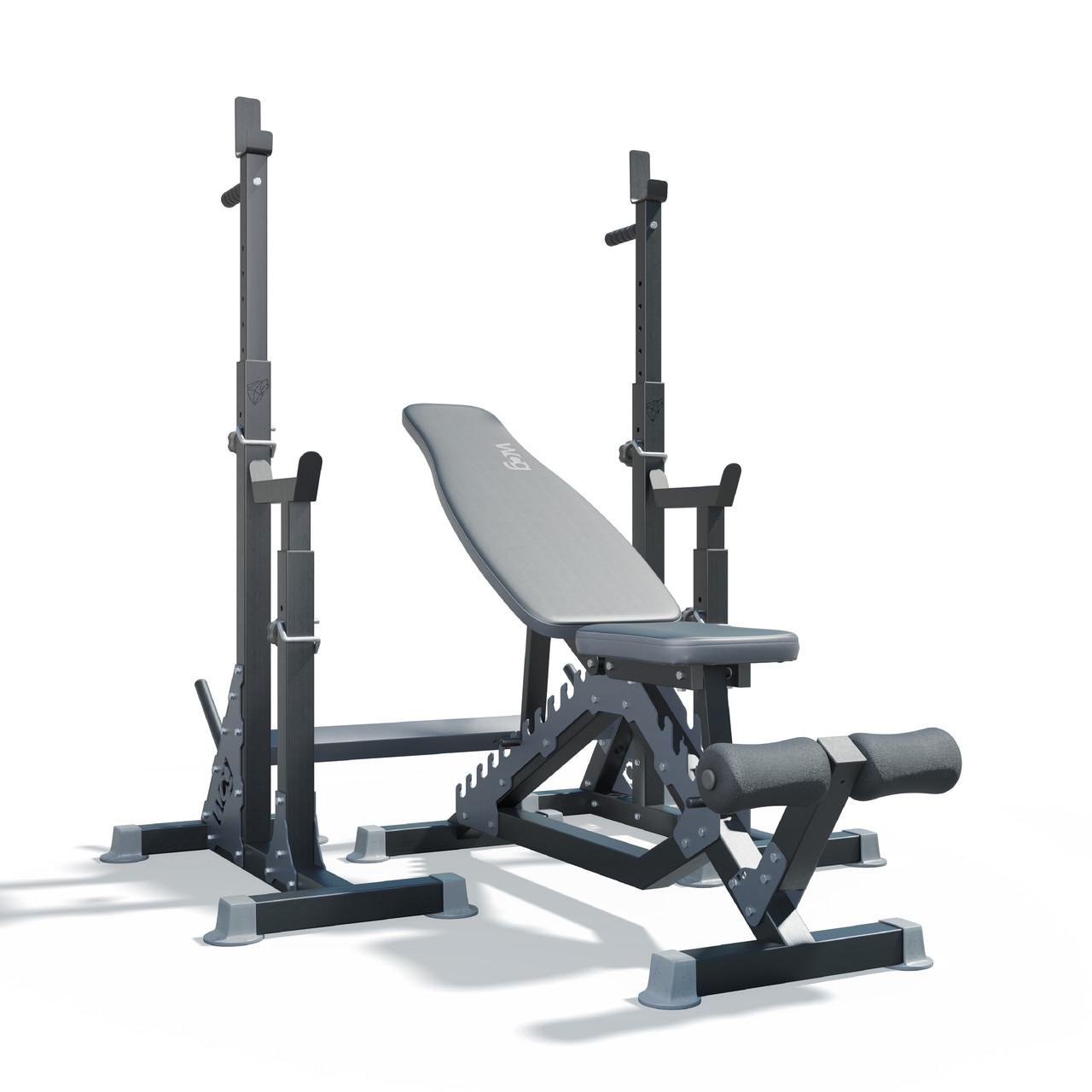 Скамья регулируемая WCG Defender/стойки для штанги Bugai Pro (WDS111333)