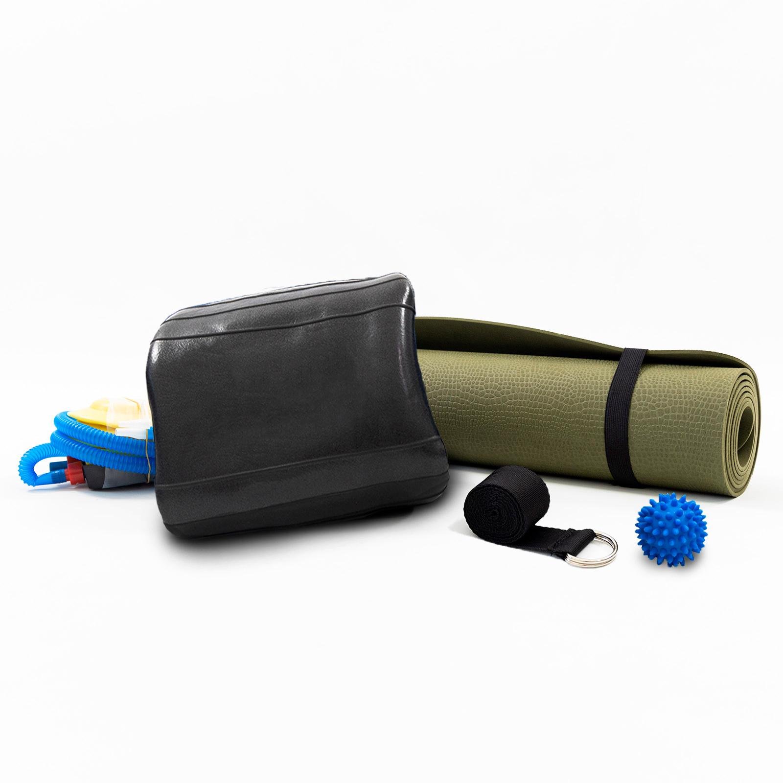 Коврик для йоги и фитнеса OSPORT Set 100 с карематом/фитболом 75 см/массажным мячиком и ремешком для йоги Коричнево-черный (n-0130) - фото 2