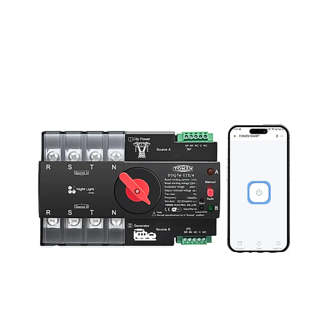 Перемикач введення резерву TOMZN TOQ7e-125/4P 125A/380 V eWelink 3-х фазний Чорний