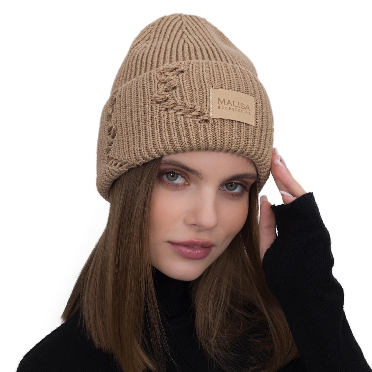 Шапка жіноча Malisa БРУНО без підкладки рвана з емблемою на відвороті one size Кленовий (262105) - фото 2 Шапка жіноча Malisa БРУНО без підкладки рвана з емблемою на відвороті one size Кленовий (262105) - фото 2