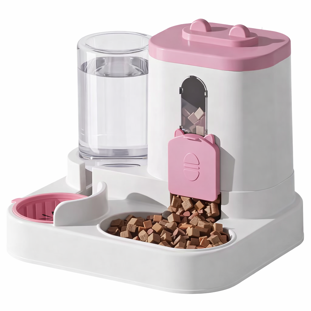 Автоматическая кормушка и поилка для животных 2 в 1 800/1600 мл 25 см Розовый (2990137024)