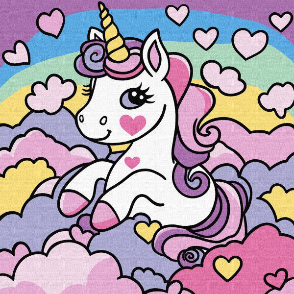 Картина по номерам Ideyka Мечтательная единорожка 25х25 см (Id-KHO6295)