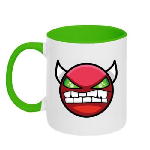 Чашка двухцветная Geometry Dash Demon 320 мл Белый с салатовым (8864680-37-153912)