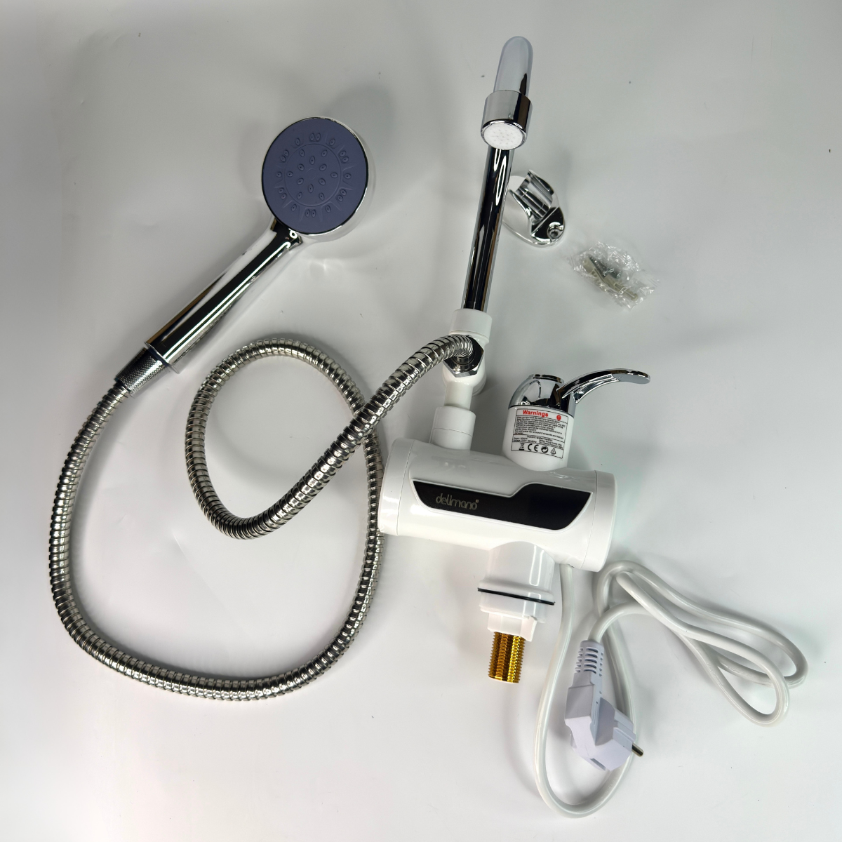 Кран-водонагрівач проточний з душем з LCD-екраном та нижнім підключенням 3000 Вт Білий (RX-019)