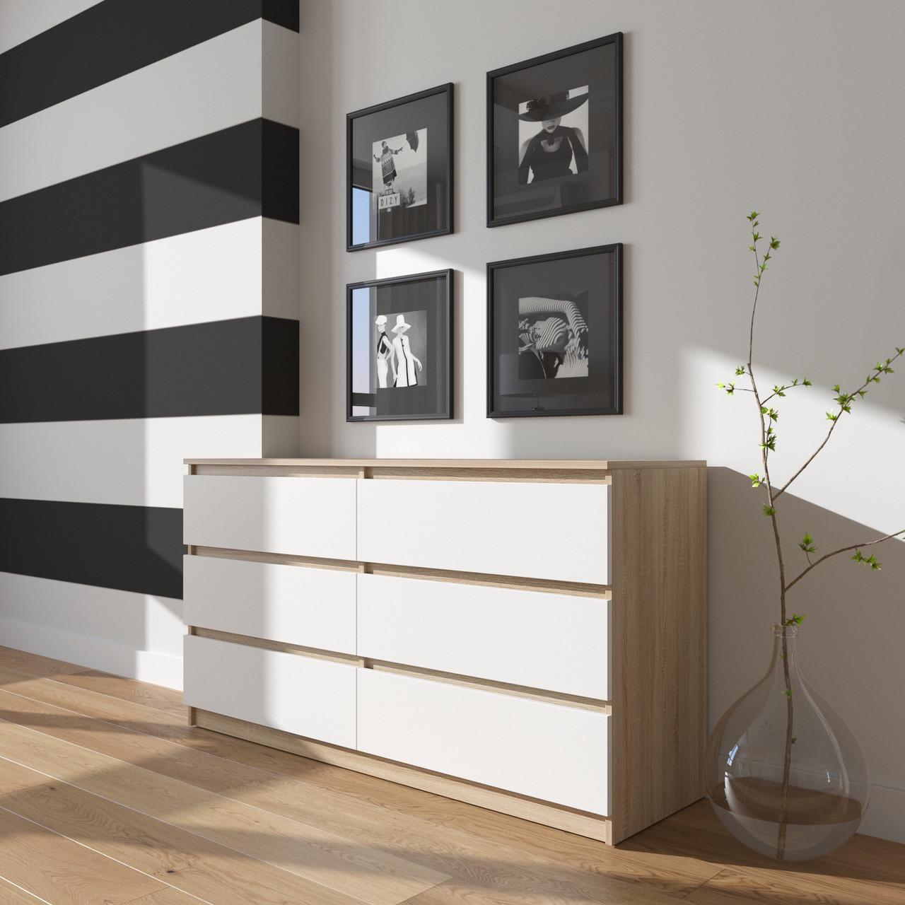 Комод с ящиками Вайс R-7 140х40х75 см Дуб Сонома/Белый фасад (30398193) - фото 1 Комод с ящиками Вайс R-7 140х40х75 см Дуб Сонома/Белый фасад (30398193) - фото 1