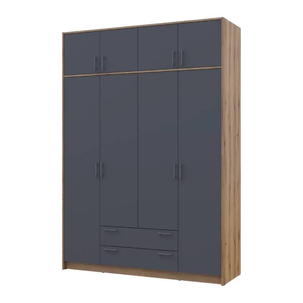 Шкаф для одежды Doros Ронди DRS-011665 с антресолью 4ДСП 160х52х236 см Дуб Артизан/Графит (80737828)