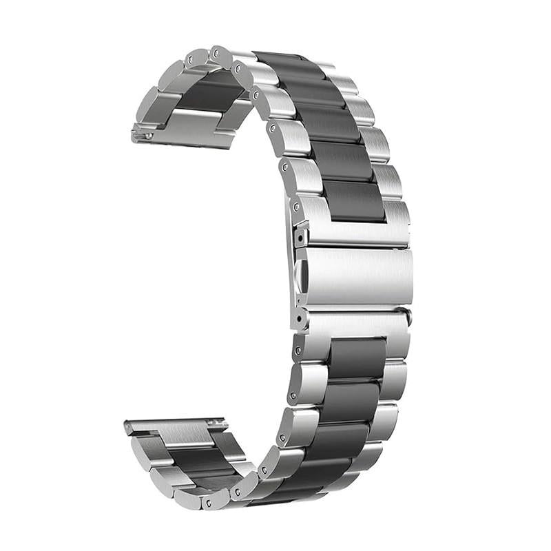 Ремешок для смарт-часов металлический Rolex 3 Bead design 20 мм Silver-black (2229710925)