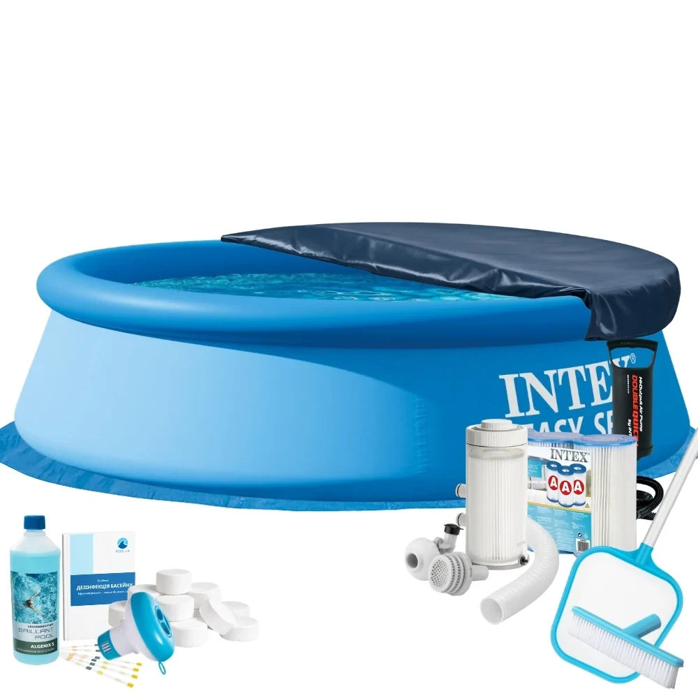 Бассейн надувной круглый Easy Set Intex 28106-10 MaxPro с фильтрацией/пылесосом/химией 244х61 см Синий (147-9-28106-10 MaxPro) Бассейн надувной круглый Easy Set Intex 28106-10 MaxPro с фильтрацией/пылесосом/химией 244х61 см Синий (147-9-28106-10 MaxPro)