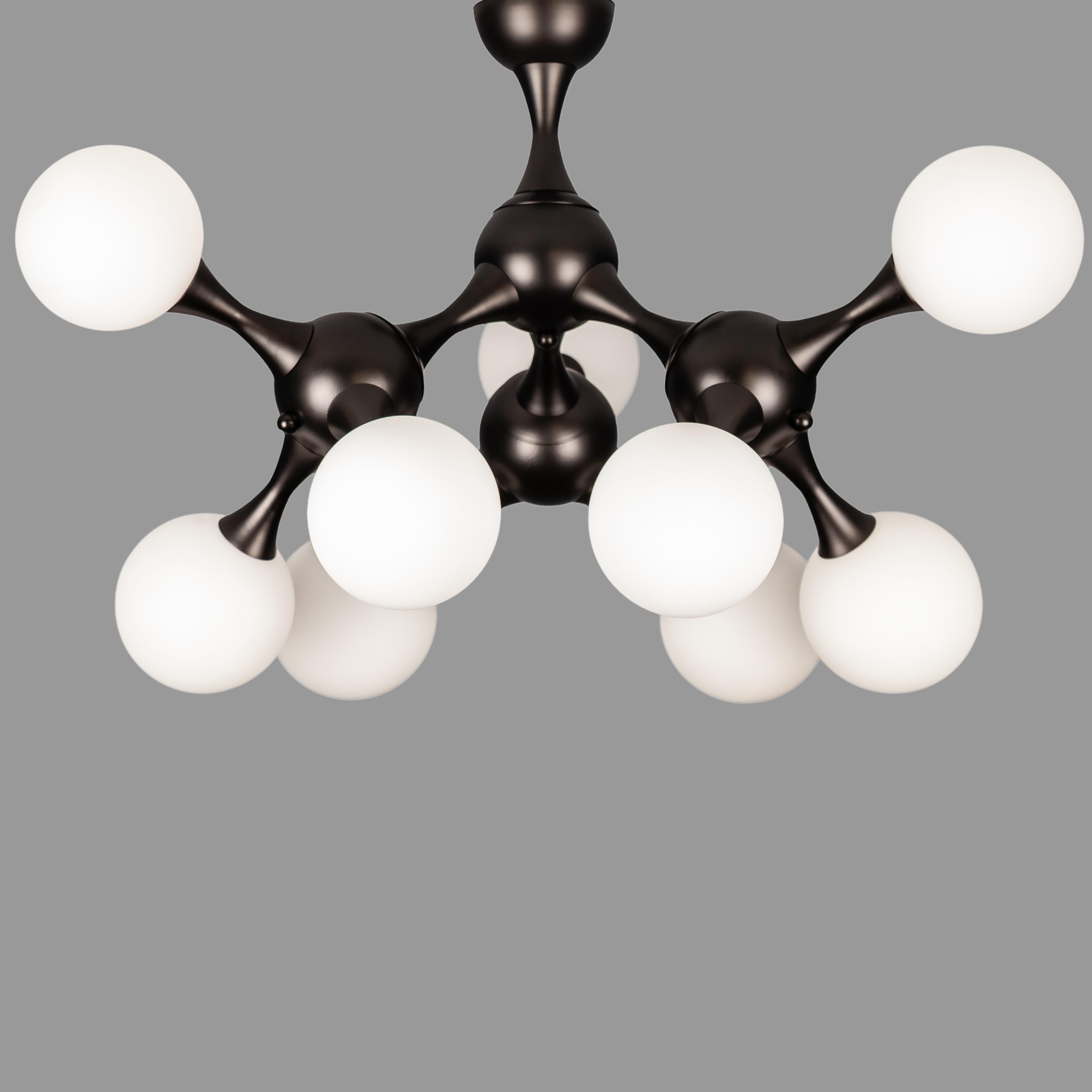Люстра потолочная Молекула на 9 ламп Черный (52-9817-9 BK+WH)