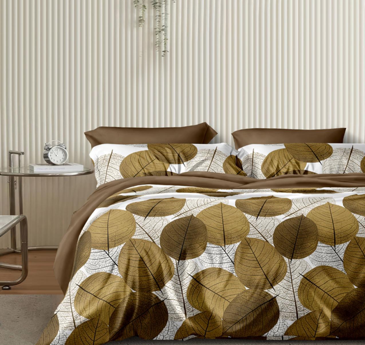 Простирадло полуторне Листочки бязь голд люкс 160х220 см Різнокольоровий (31326268)