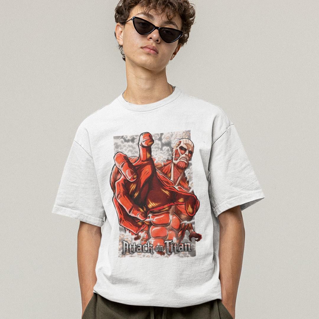 Футболка унисекс Attack On Titan Colossal Titan wht 4XL Белый (0000022830)