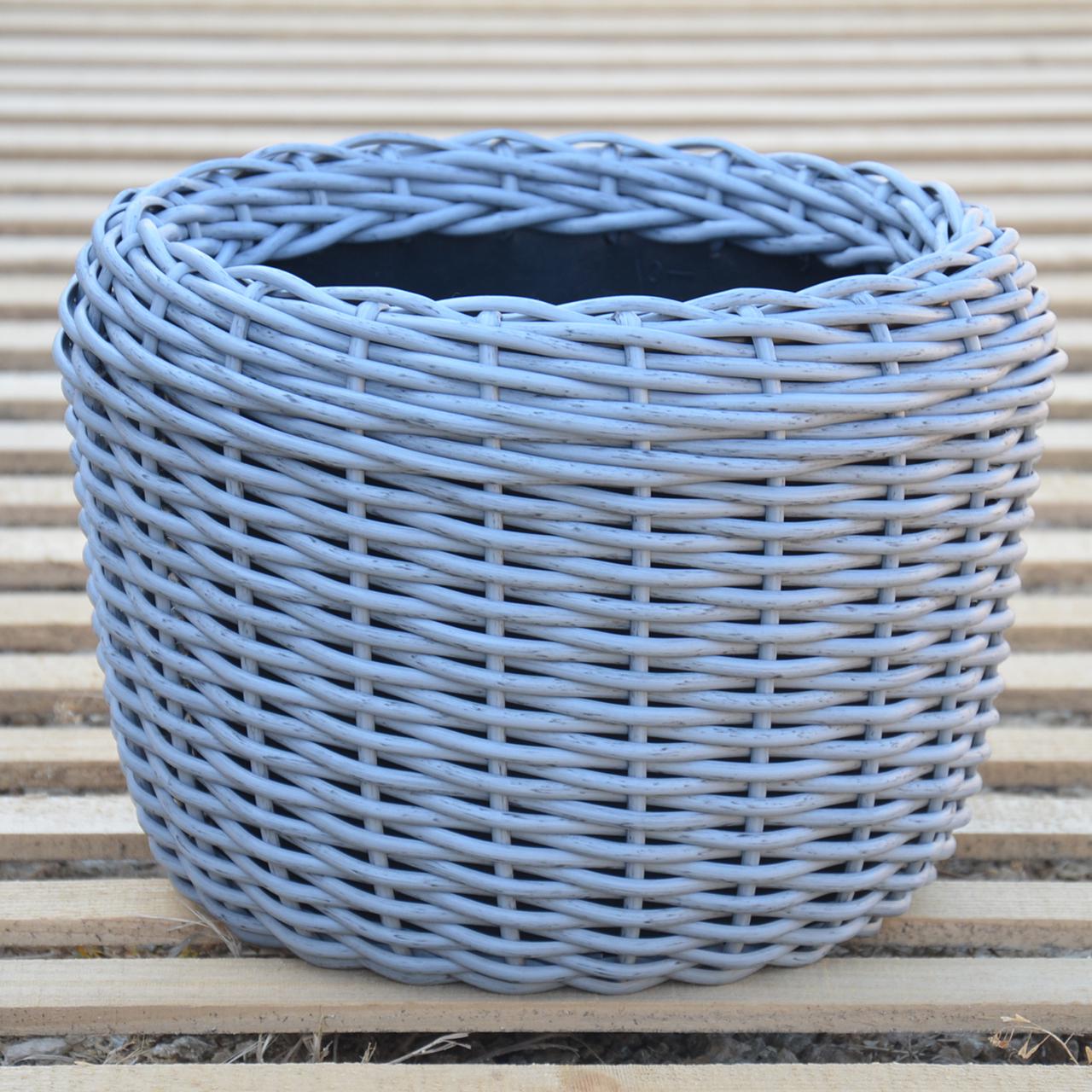 Кашпо для рослин з штучного ротангу 12 л Сірий (11717132) - фото 2 Кашпо для рослин з штучного ротангу 12 л Сірий (11717132) - фото 2