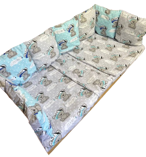 Бортики подушки с постельным бельем в кроватку (1561)