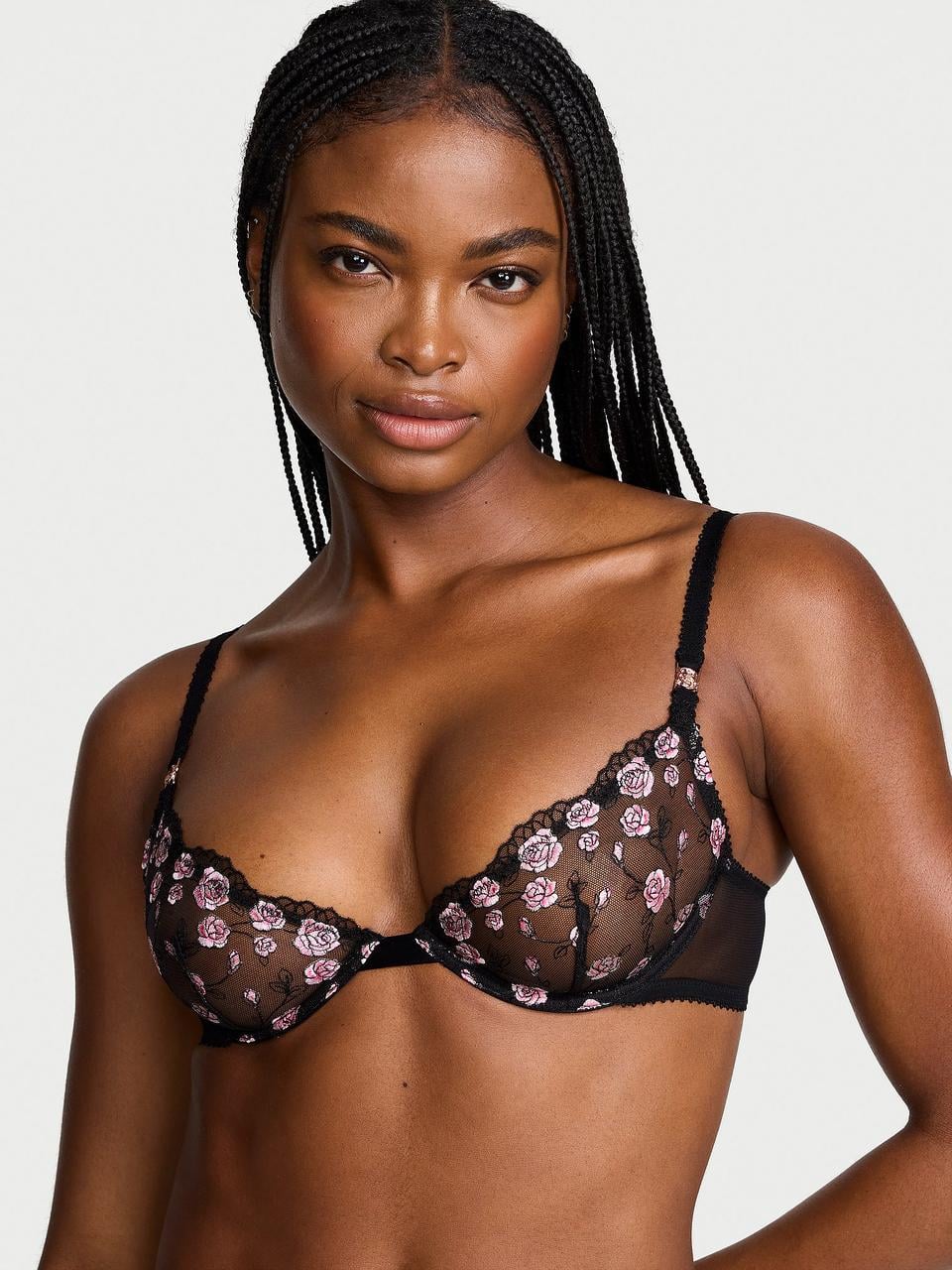 Бюстгальтер Victoria's Secret Tease Rose Embroidery Unlined Demi Bra 70B Черный (286978996)