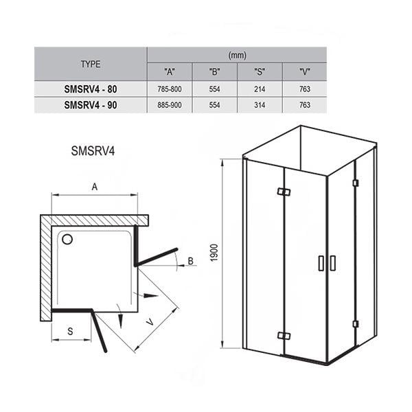 Душевая кабина Ravak SmartLine SMSRV4 1SV77A00Z1 90x90x190 см Хром (93810) - фото 2