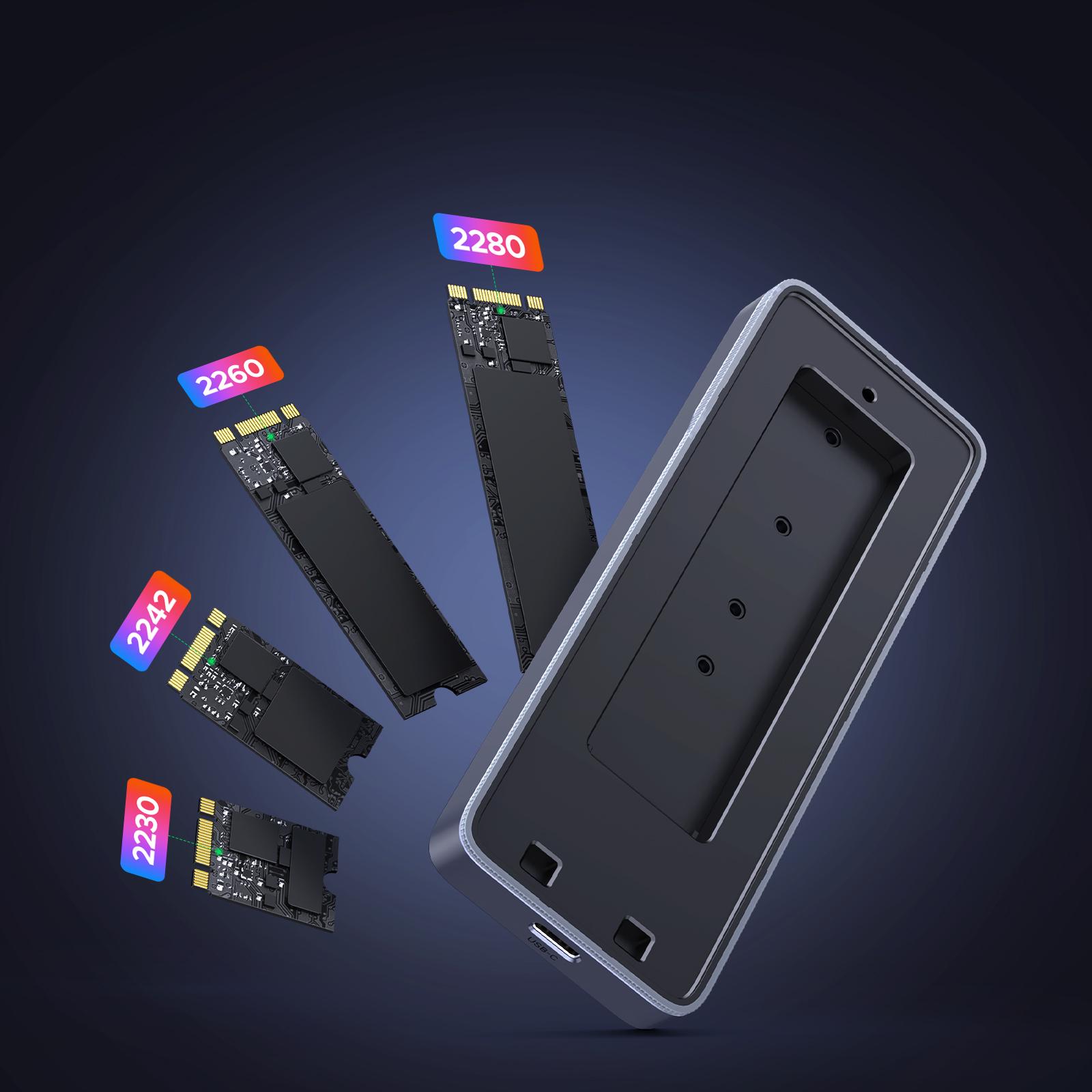 Карман для жестких дисков внешний UGREEN CM777 20 Gbps M.2 NVMe to USB 3.2/Type-C Grey (25665) - фото 4