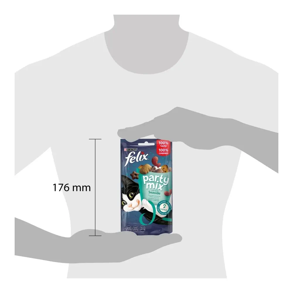 Ласощі FELIX Party Mix Морський Мікс для котів смак лосося форелі і минтаю 60 г - фото 3 Ласощі FELIX Party Mix Морський Мікс для котів смак лосося форелі і минтаю 60 г - фото 3