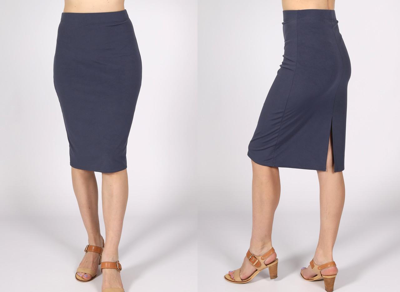 Юбка-карандаш женская ниже колена классическая однотонная трикотажная с разрезом сзади р. 56 Графитовый (2494966869) - фото 3 Юбка-карандаш женская ниже колена классическая однотонная трикотажная с разрезом сзади р. 56 Графитовый (2494966869) - фото 3